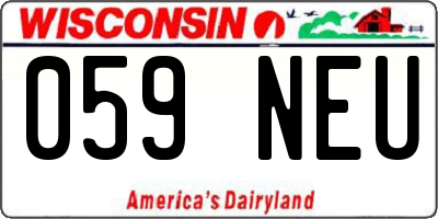 WI license plate 059NEU