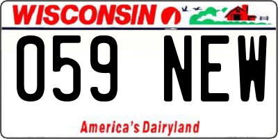 WI license plate 059NEW
