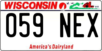 WI license plate 059NEX