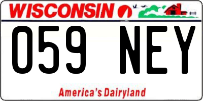 WI license plate 059NEY