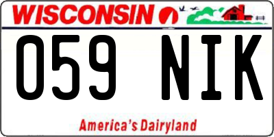 WI license plate 059NIK