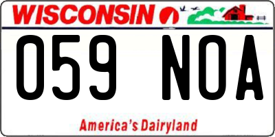 WI license plate 059NOA