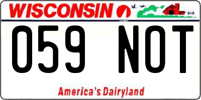 WI license plate 059NOT