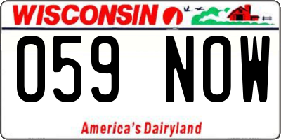 WI license plate 059NOW