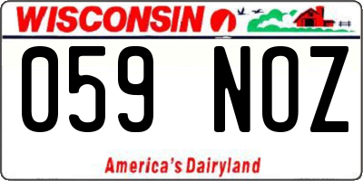WI license plate 059NOZ