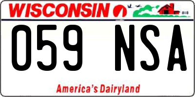 WI license plate 059NSA