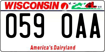 WI license plate 059OAA