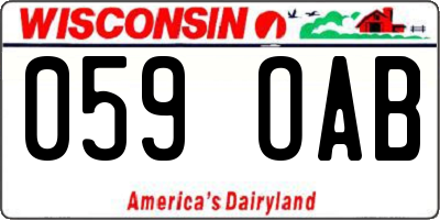 WI license plate 059OAB