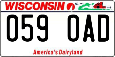 WI license plate 059OAD
