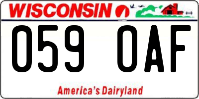 WI license plate 059OAF