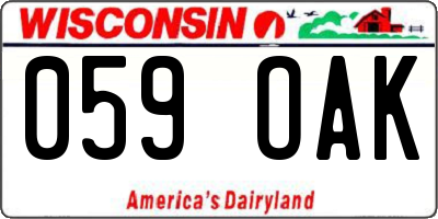 WI license plate 059OAK
