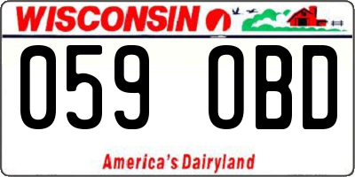 WI license plate 059OBD
