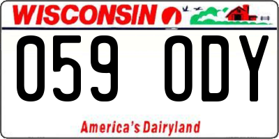 WI license plate 059ODY
