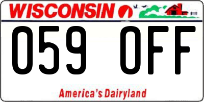 WI license plate 059OFF