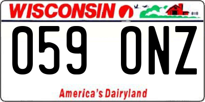 WI license plate 059ONZ