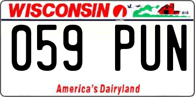 WI license plate 059PUN