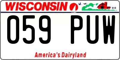 WI license plate 059PUW
