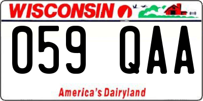 WI license plate 059QAA