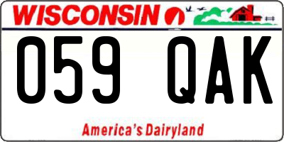 WI license plate 059QAK