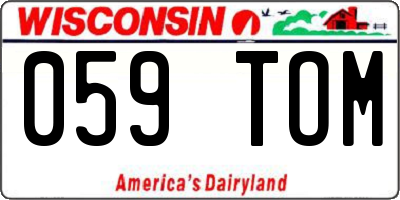 WI license plate 059TOM