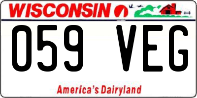 WI license plate 059VEG