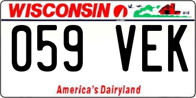 WI license plate 059VEK