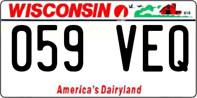 WI license plate 059VEQ