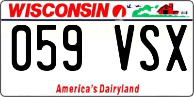 WI license plate 059VSX