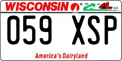 WI license plate 059XSP