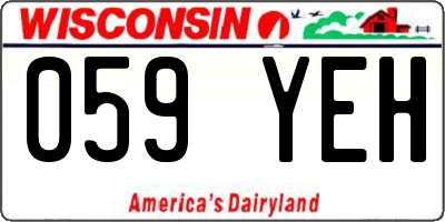 WI license plate 059YEH