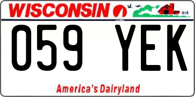 WI license plate 059YEK