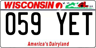 WI license plate 059YET