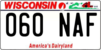 WI license plate 060NAF