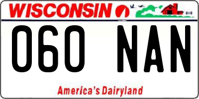 WI license plate 060NAN