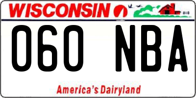 WI license plate 060NBA