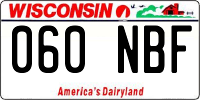 WI license plate 060NBF