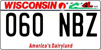 WI license plate 060NBZ