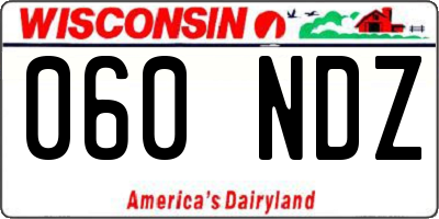 WI license plate 060NDZ