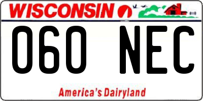 WI license plate 060NEC