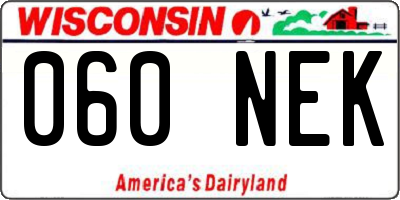 WI license plate 060NEK