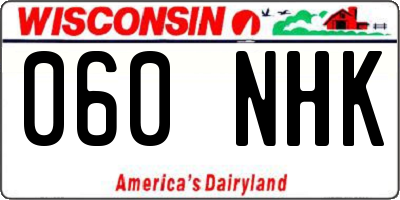 WI license plate 060NHK