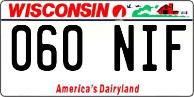 WI license plate 060NIF