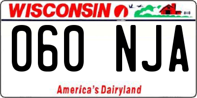 WI license plate 060NJA