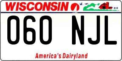 WI license plate 060NJL