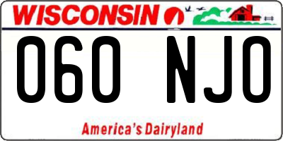 WI license plate 060NJO