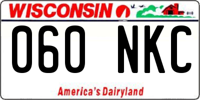 WI license plate 060NKC