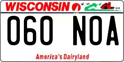 WI license plate 060NOA