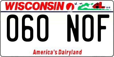 WI license plate 060NOF