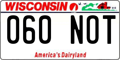 WI license plate 060NOT