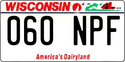WI license plate 060NPF